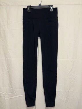 Athleta Solid Black High-Rise Leggings Back/Side pockets size Small